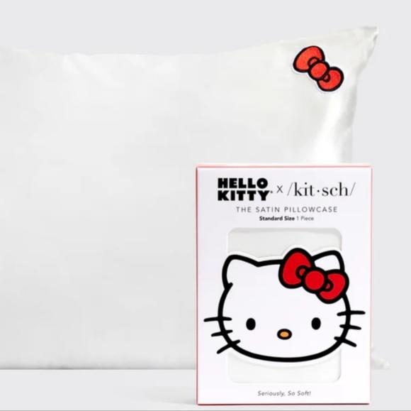❤️BUY 2 GET 1 FREE Kitsch x Hello Kitty Satin Pillowcase in Ivory Kitty Bow - Picture 5 of 16